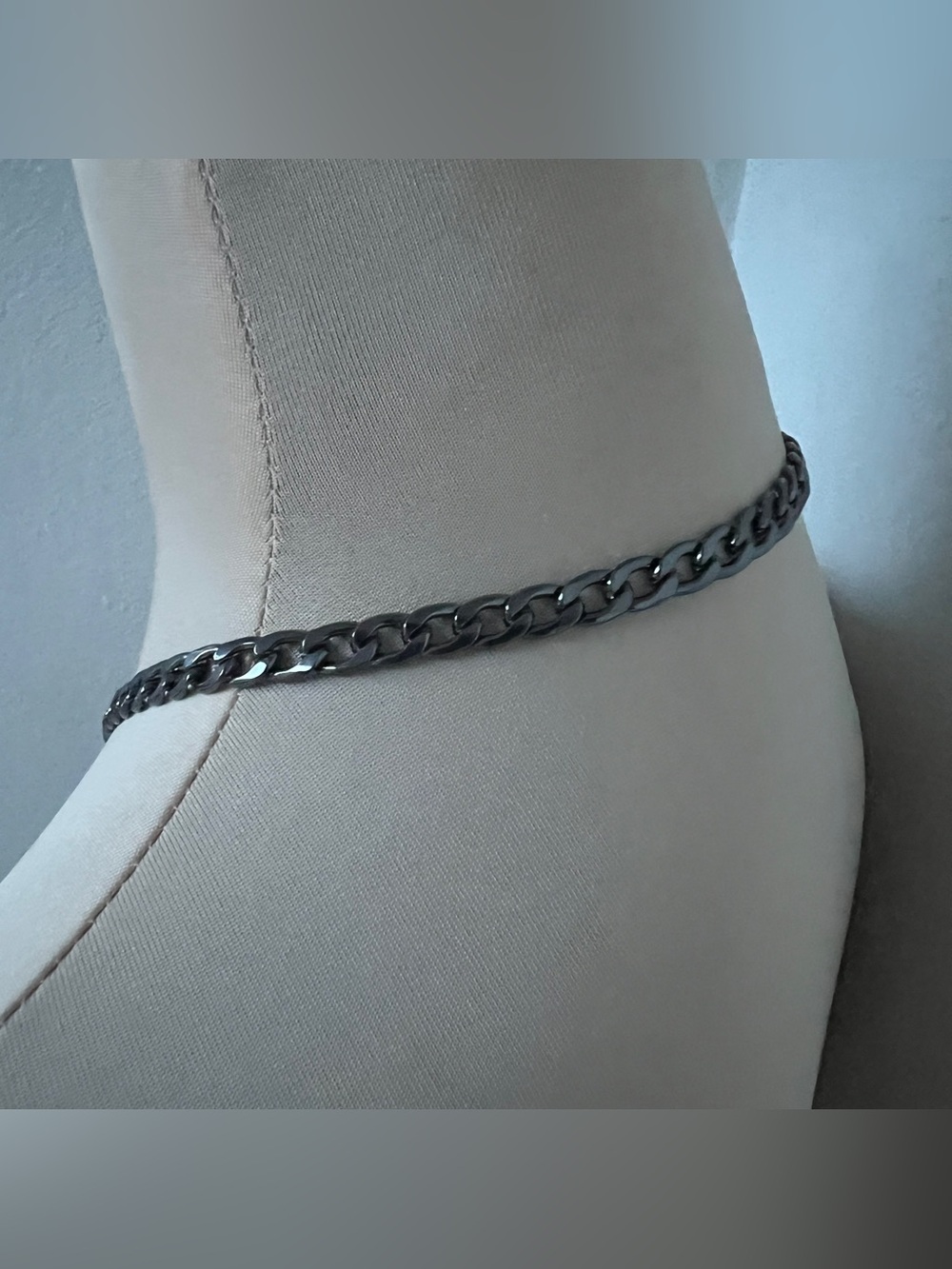 Custom Ferragamo Gunmetal Double Gancini Statement Necklace 17” - Picture 2 of 10